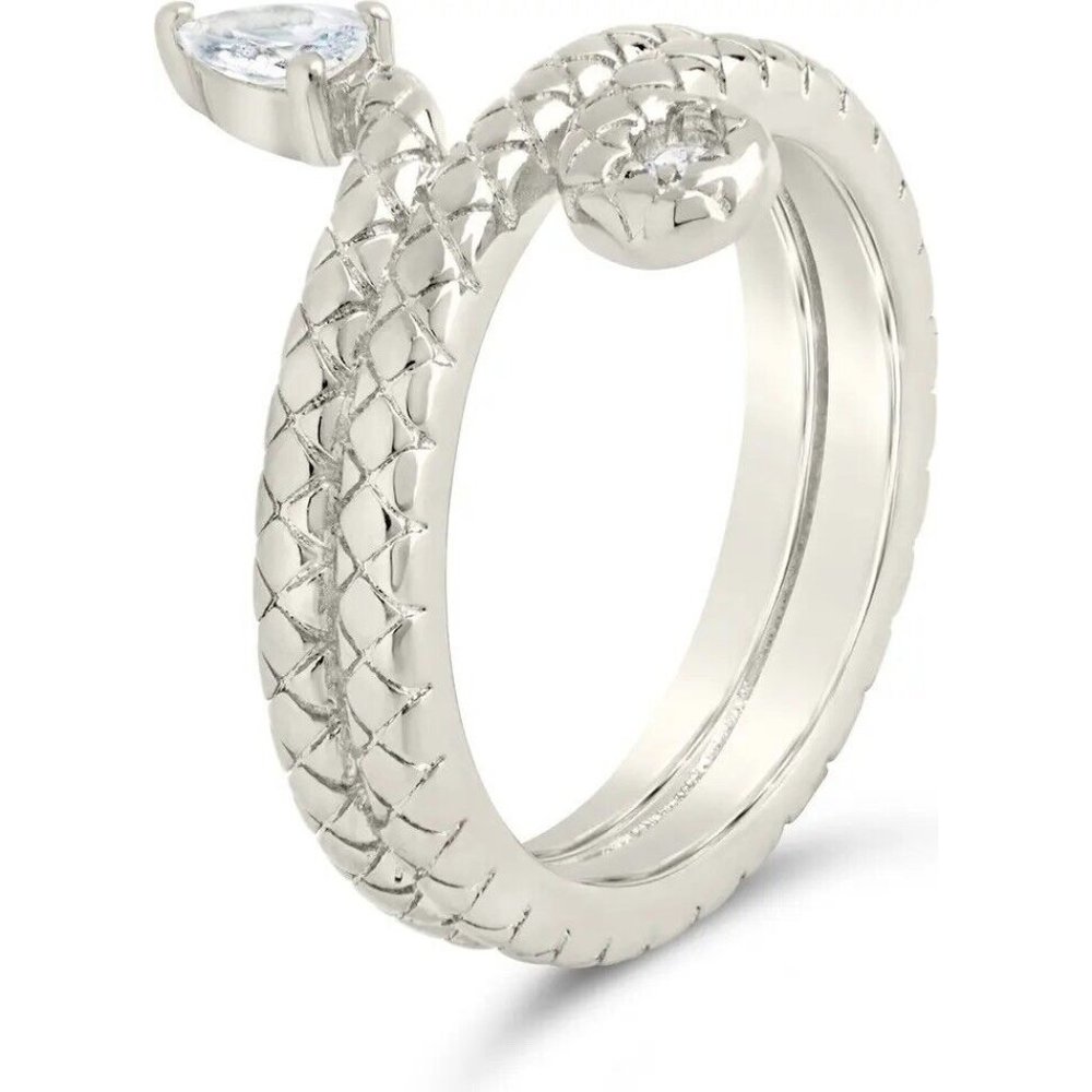 14k plated ring silver Size 7 Brass/cubic Zirconia Snake - Picture 2 of 5